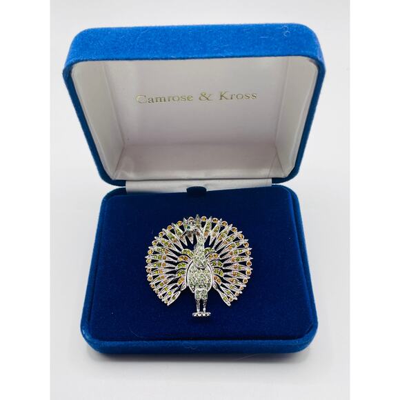 Camrose & Kross JBK Peacock Brooch Green Orange New Original Box & COA - Picture 3 of 4